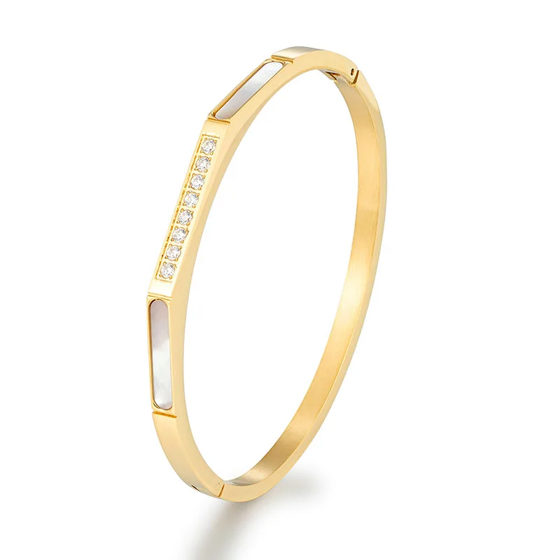 

Fashion Jewelry Stainless Steel Bangles For Women Geometric Angular Design Simple Versatile Bangle Modern Jewelry