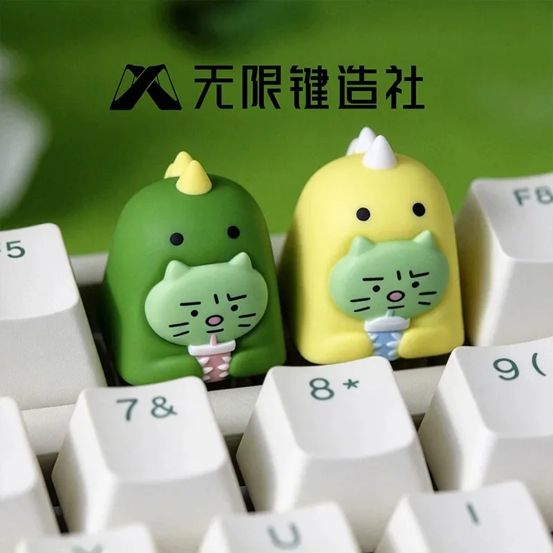 Custom Resin Dinosaur Keycap Single ESC Keycap Cute Stress-Relief Toy Handmade Artisan Keycap for Mechanical Keyboards