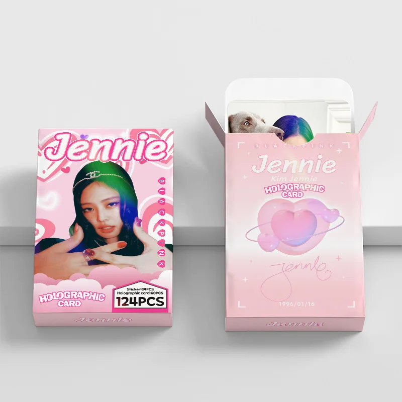New  124pcs JENNIE Laser Holographic Flashcards K-pop Multi-Fandom Limited Edition