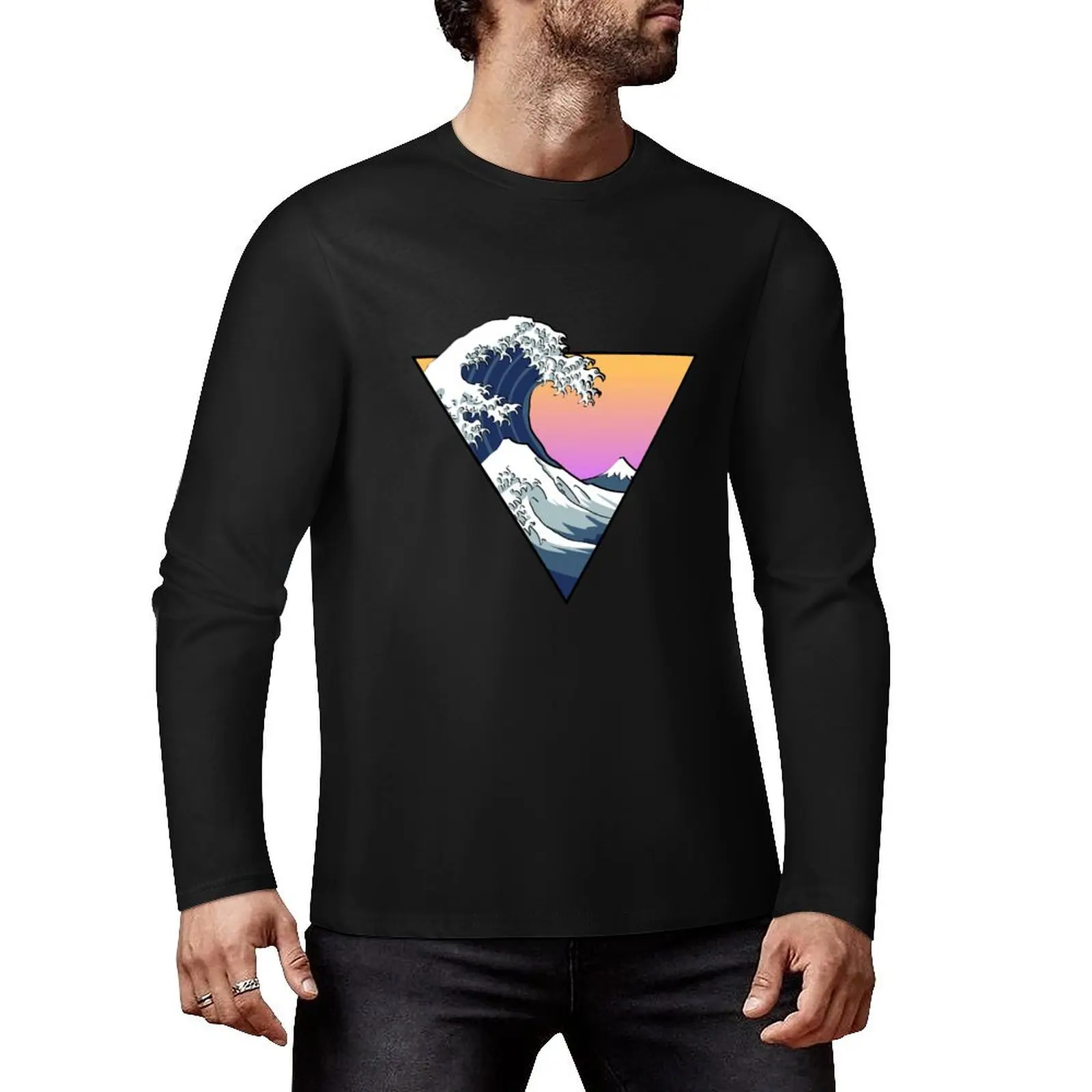 Great Wave Aesthetic Long T-Shirt quick drying t-shirt vintage clothes plain black t shirts men