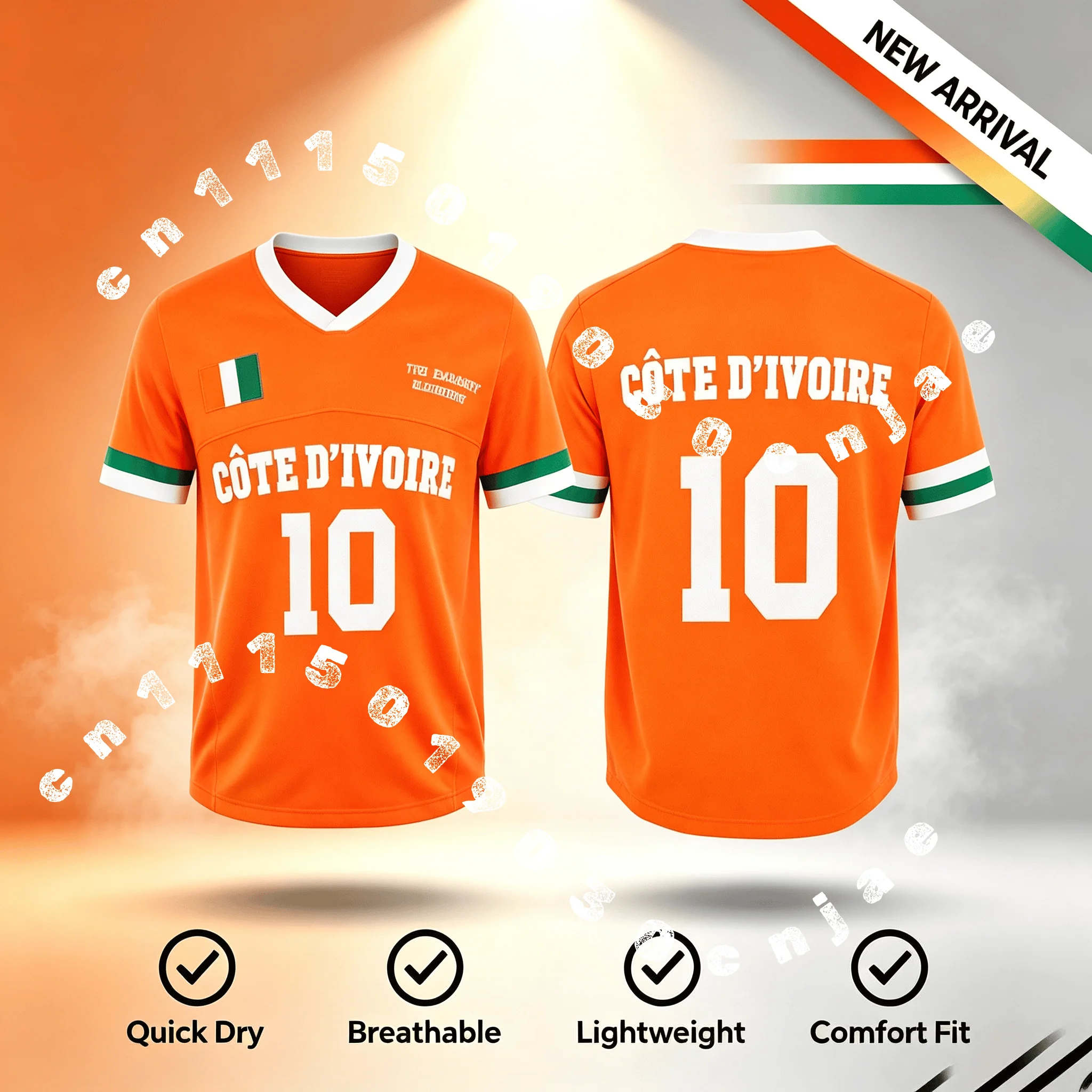 2026 New Ivory Coast Themed Jersey with Ivory Coast Flag Elements, Breathable Casual Quick-Drying Short-Sleeve T-Shirt, Unisex