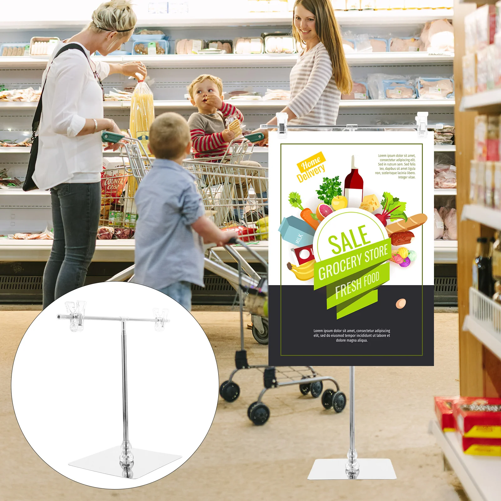 

Adjustable T Shaped Poster Stand Desktop Banner Holder Clip Sturdy Poster Display Holder for Store Table Office Use