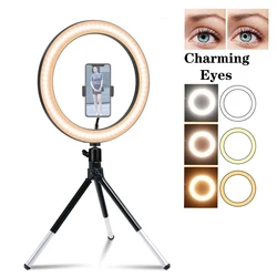 10'' LED Selfie Ring Light Photography 33CM Round Fill Lighting With Adjustable Tripod Phone Stand for Makeup Tiktok Video Live