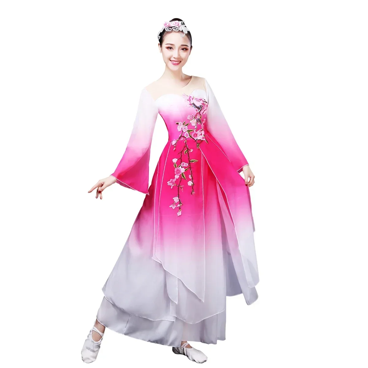 Classical Dance Costumes Female Elegant Umbrella Fan Dance Modern Hanfu Dancewear Ancient Chinese Square Costume for Stage