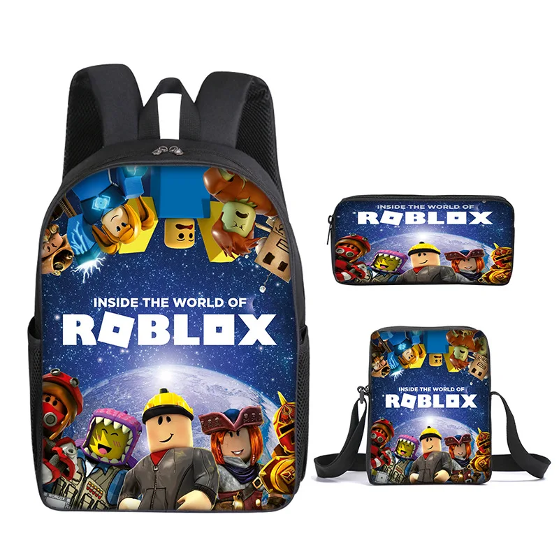 3PC-SET 3D Printing Roblox Game Surrounding Primary and Secondary School Students Backpack Satchel Pen Bag Anime Cartoon Mochila