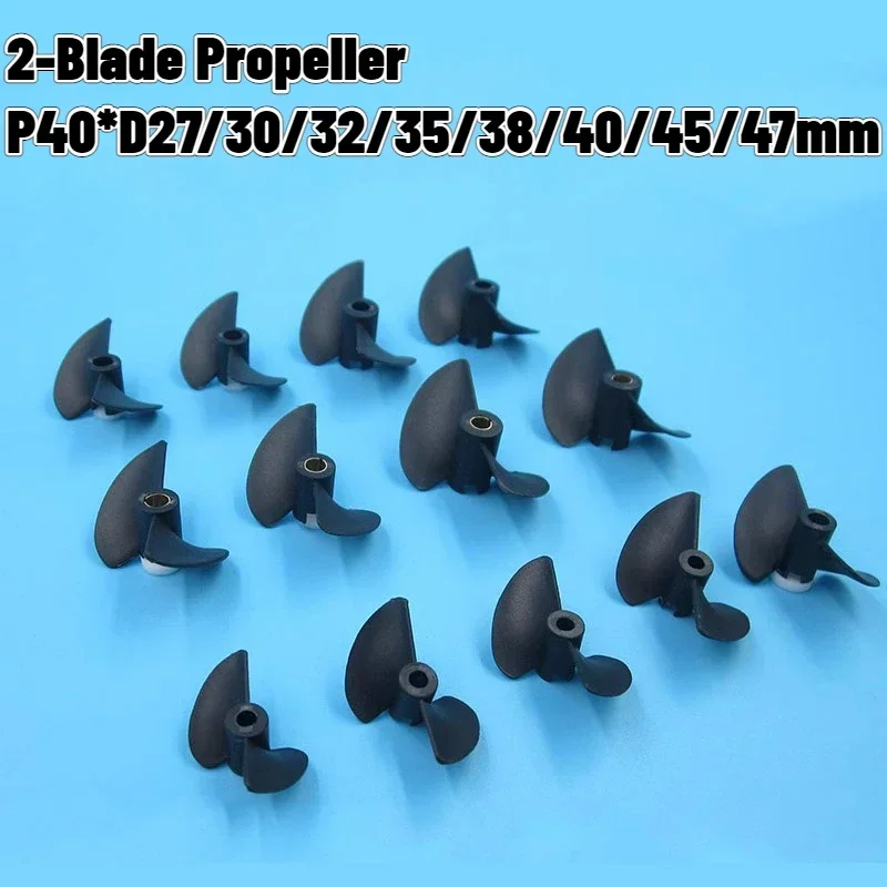 RC Boat 2-Blade Nylon Paddle Propeller P40*D27/30/32/35/38/40/45/47mm Central Aperture 3.17/4(With Copper Sleeve)/4.8mm