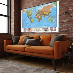 Mapa del mundo colgante decorativo en inglés Multiproteo gran póster Arte de pared Imagen de fondo de fondo no tejido Suministros escolares 8 Mejor Mapa Mundial de Ventas 3D - №7