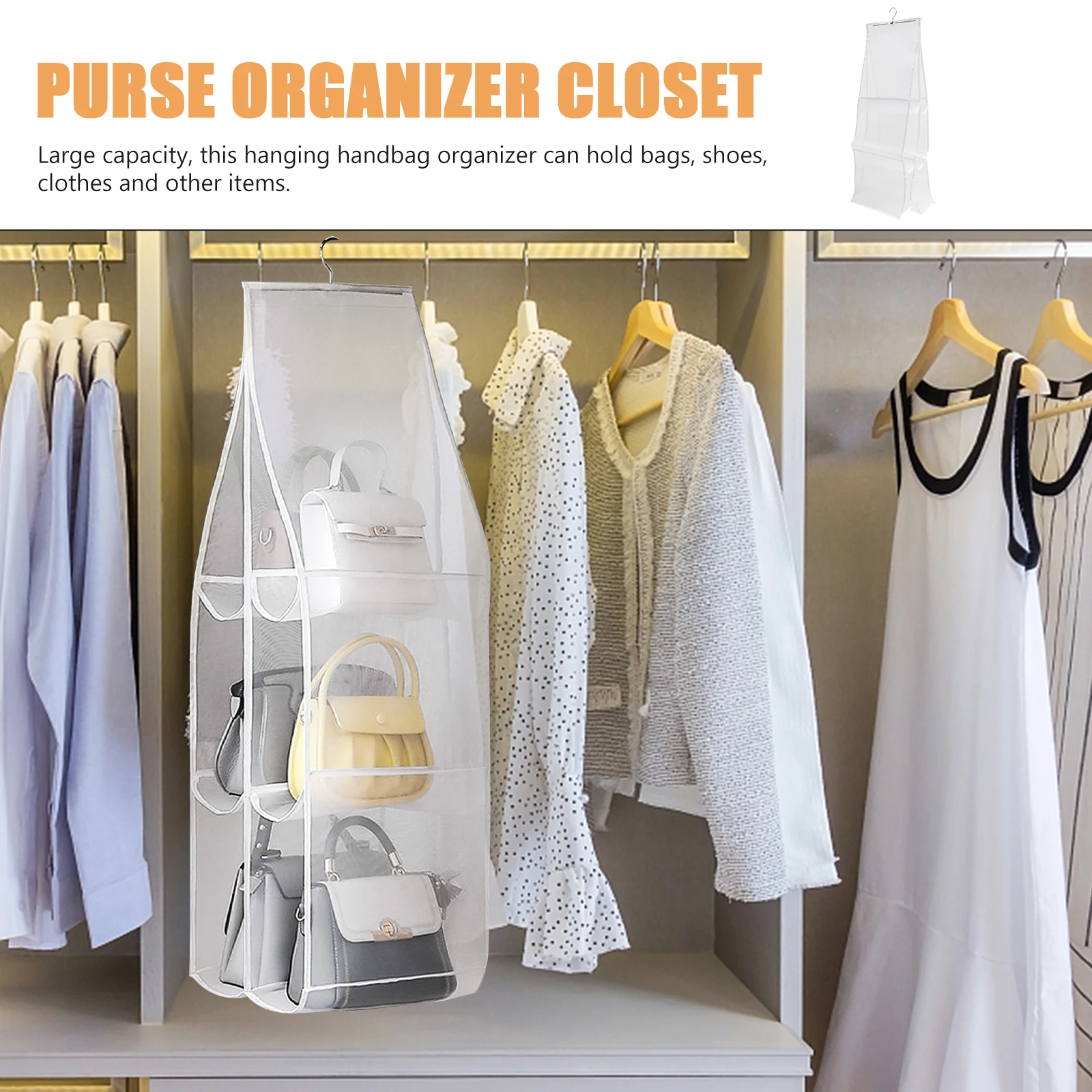 

White 3 Layers 6 Grids Hanging Storage Bag Wardrobe ganizer Closet Nylon Shoe Clothes Multi layered Design Space saving