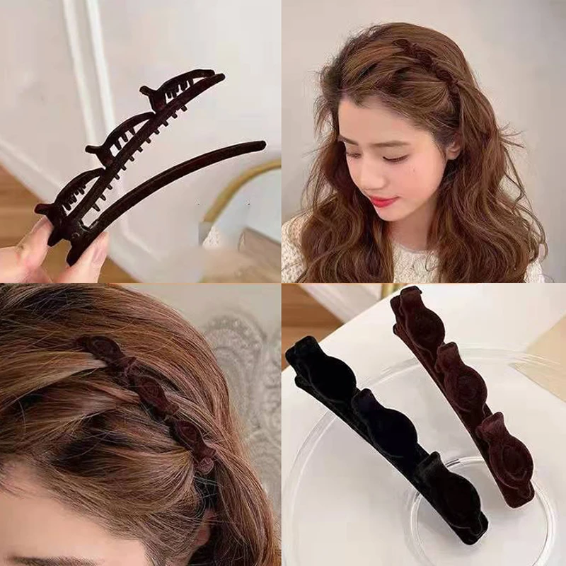Flocked Bangs Hair Clip Headwear Duckbill Hair Claws Barrettes Vintage Hairgrip Braided Fashion Hairpins Hair Accessories