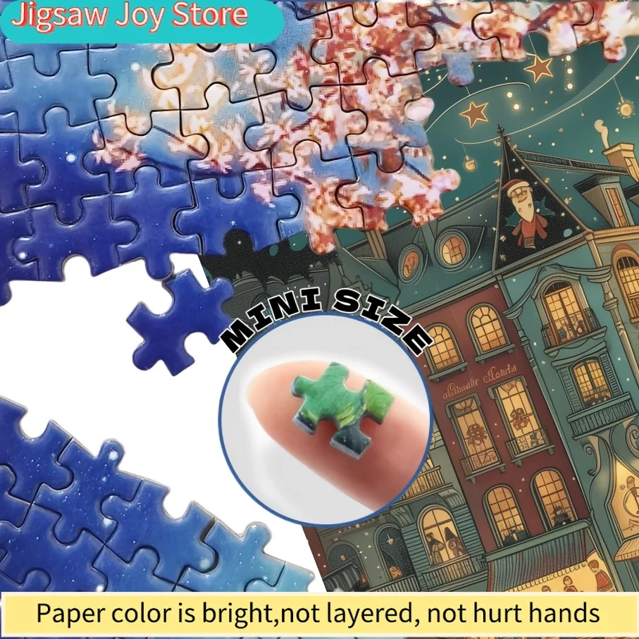 1 กล่อง () ชิ้นส่วนปริศนากระดาษขนาดเล็กที่เข้ากันได้อย่างสมบูรณ์แบบสำหรับผู้ใหญ่ - เกมไพ่พกพาแบบการ์ดชื่อ “ถนนคริสต์มาส” สำหรับงานปาร์ตี้