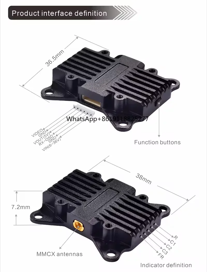 PandaRC-Conjunto Receptor e Transmissor de Vídeo, VT5804 BAT, 2.5W, 5.8GHz, Acessórios VTX, Montagem VTX