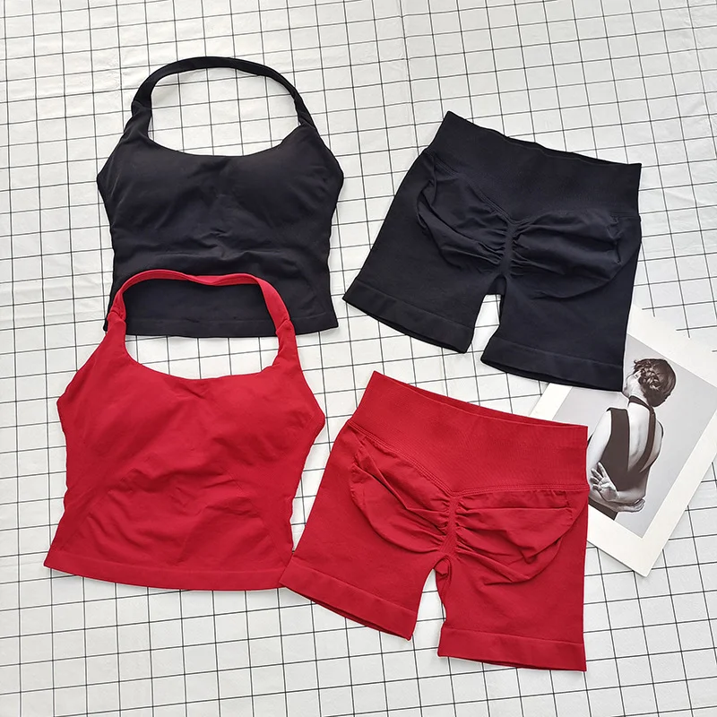women-gym-set-halter-tops-high-waist-scrunch-seamless-shorts-fitness-clothes-activewear-workout-set-outfits-gym-suit