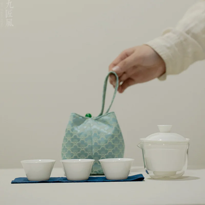 

Authentic Chinese Gongfu Travel Tea Set: Portable Ceramic Gaiwan Kit for the Perfect Cup of Tea, Anywhere