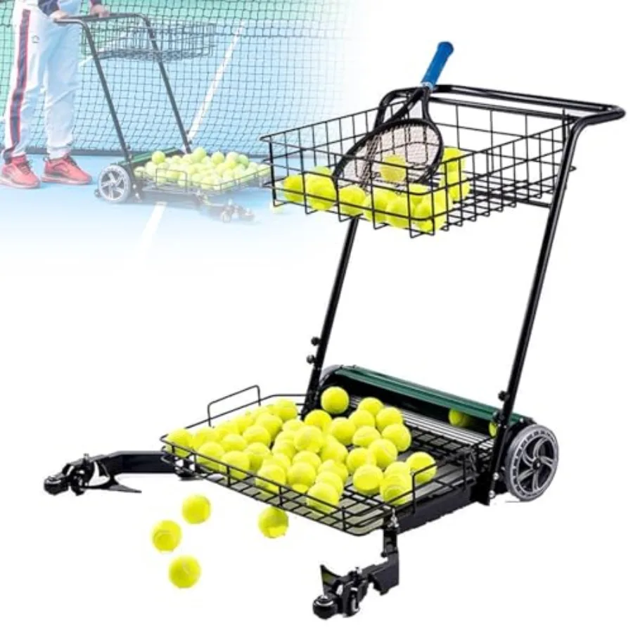 

Automatic Tennis Ball Collector Professional Tennis Ball Pick Up Equipment Holds Up to 290 Tennis Balls Ball Hopper and Carts E