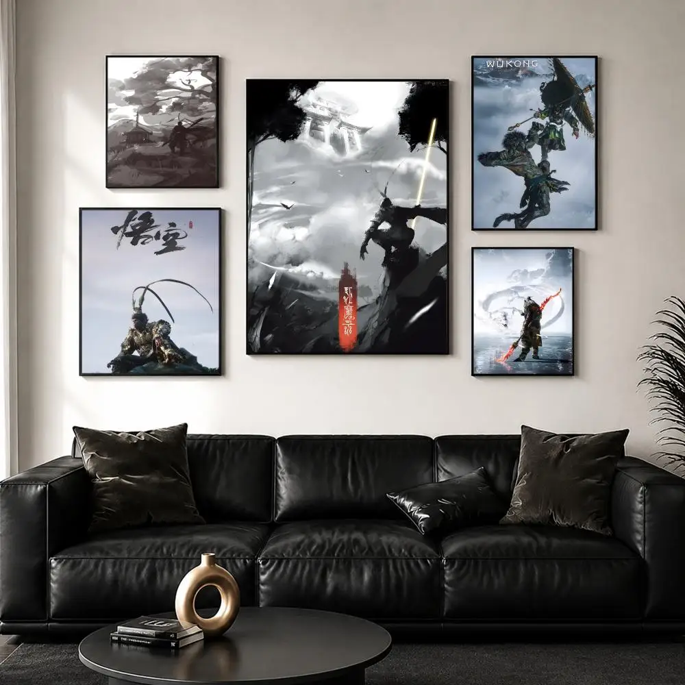 Chinese Game B-Black Myth Wukong Painting Calligraphy Wall Art Canvas Poster Premium Home Decor Print for Living Room Bedroom