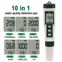 10 in 1 Ph Meter Digital Water Quality Testing Pen PH/TDS/EC/SALT/TEMP/S.G/ORP/H2/Fertile/Resistivity Tester for Aquarium Pool