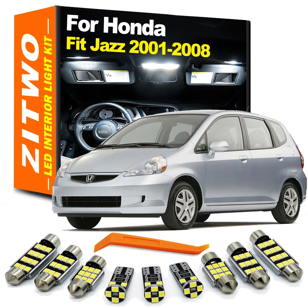 ZITWO 9Pcs Canbus LED Interior Dome Map Light Kit Dla Honda Jazz Fit MK1 2001 2002 2003 2004 2005 2006 2007 2008 Samochodowa żarówka LED