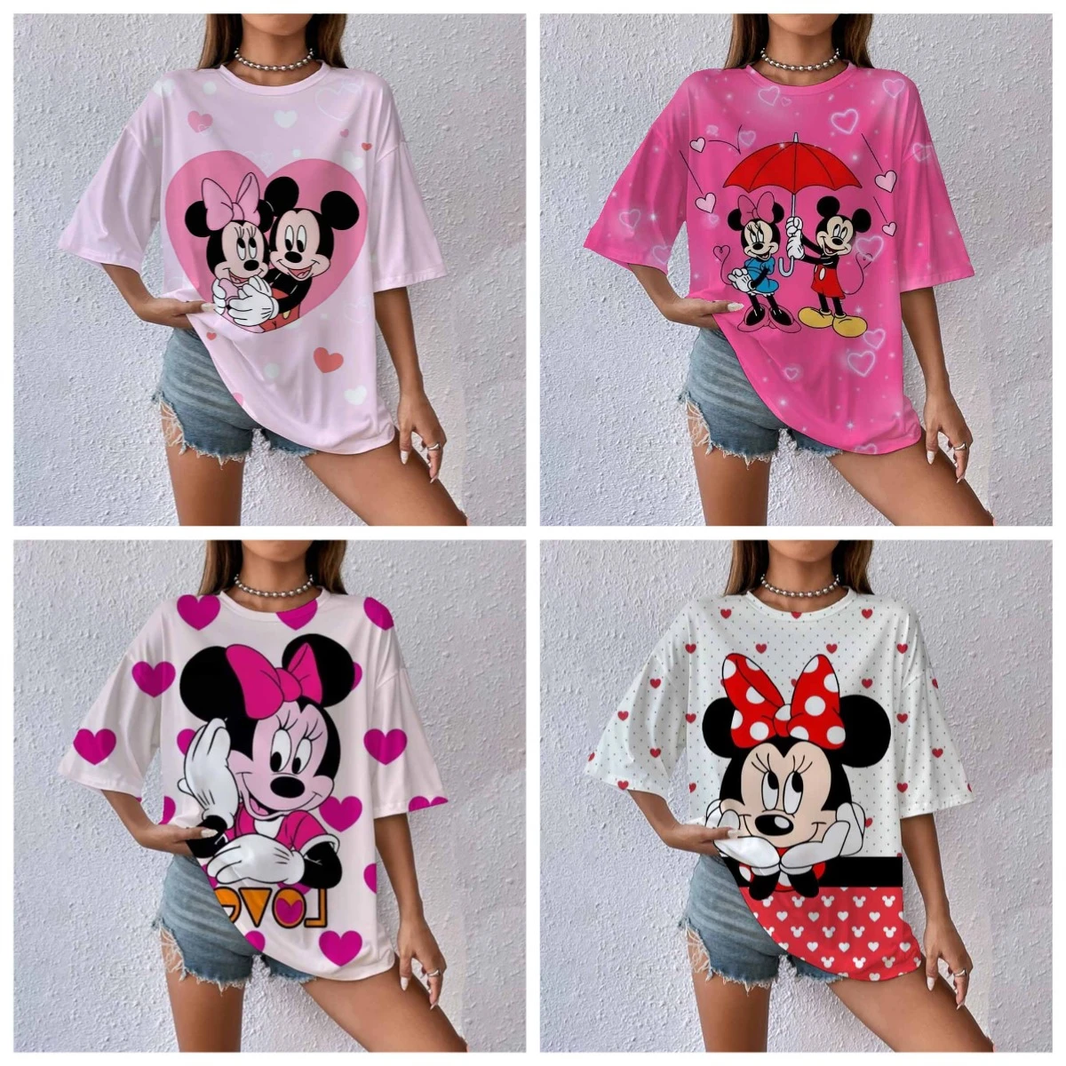 

Dis ney Cute Women's Mickey Mouse Printed T-shirt Summer Shirt Fashion Ladies Blouses Cartoon Min nie Female Kawaii Clothes