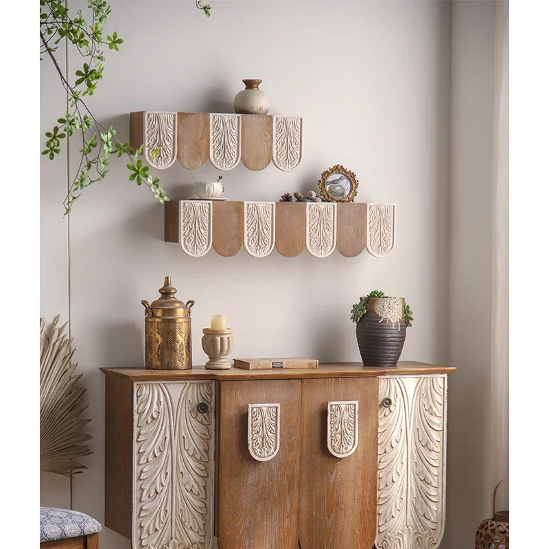 

# Premium Quality Custom Made Wall Mounted Farmhouse Solid Wood Furniture Wave Wall Shelves #