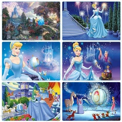 Free Customize Magic Disney Custom Cinderella White Pumpkin Wagon Blue Background Princess Girl Baby Birthday Party Backdrop