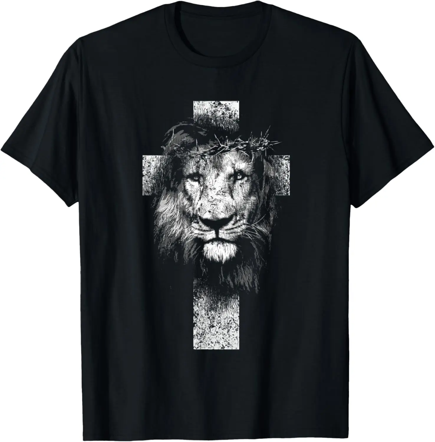 Vintage Lion Thorn Cross Christian T-Shirt