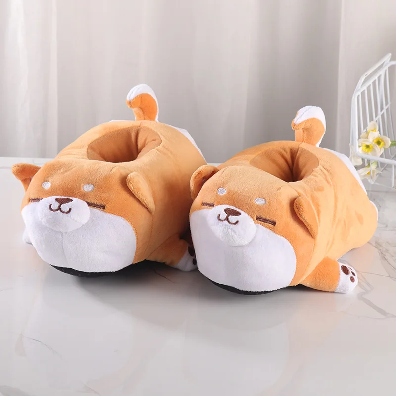 New Arrival Cute Corgi Pulsh Cotton Slippers Designer Unisex Creative Cartoon Warm Cozy Shoes Holiday Gifts Home Indoor Slides