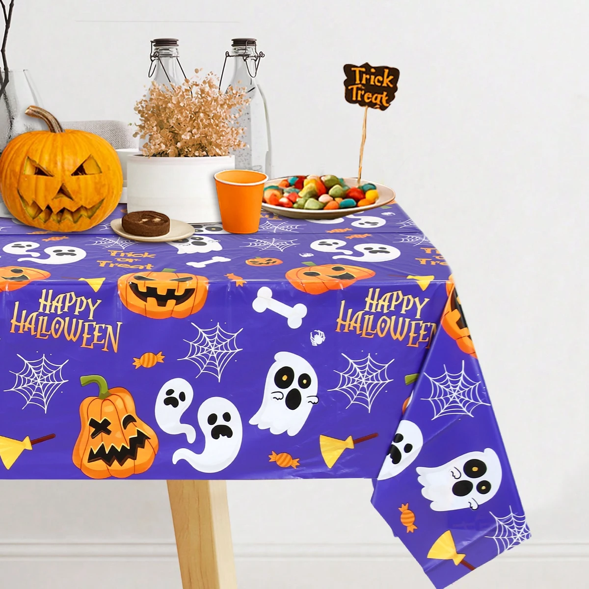 Halloween Kürbis Gruselige Fledermaus Tischdecke Halloween Tischdecke Herbst Party Supplies Bedruckte Tischdecken Festival Party Supplies