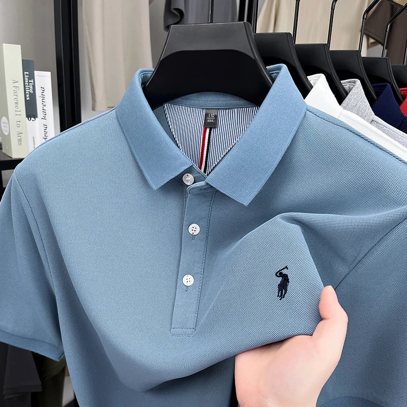 Luxury fashion pony embroidered short sleeve polo shirt men's designer brand summer new business leisure high-end Paul T-shirt image 3