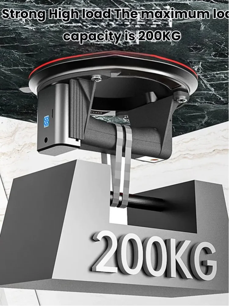 Nośność 200 kg, 8-calowy elektryczny podnośnik próżniowy z przyssawką LED, wytrzymały ręczny podnośnik do szkła do przenoszenia szerokich płytek granitowych. — 2
