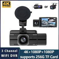 3 Channel 5G WiFi GPS 4K Dash Cam for cars,Front And Inside,car camera with IR Night Vision,Loop Recording,wide angle Car DVR