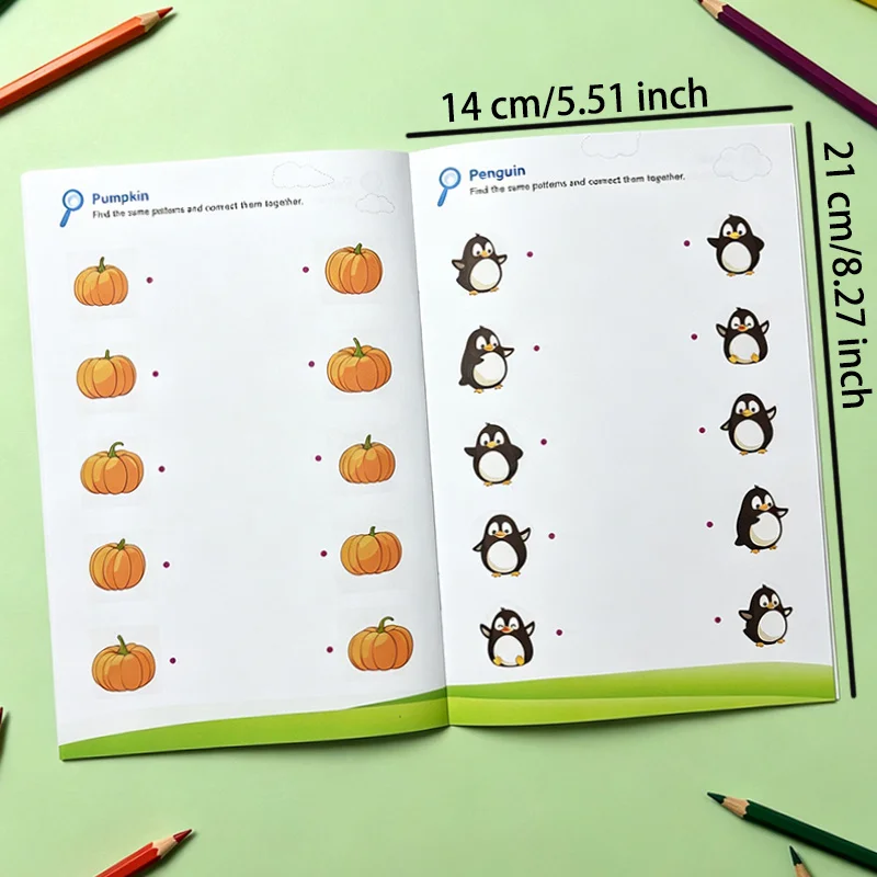 1 Children's Observation Training Activity Book, Find The Same Connection Book, 32 Pages, A5 Size, Enhance Logical Thinking