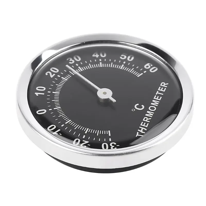 Mini Round 58mm Car Thermometer with Paste Sticker Analog Temperature Gauge for Car Houses Offices Workshops Lightweight