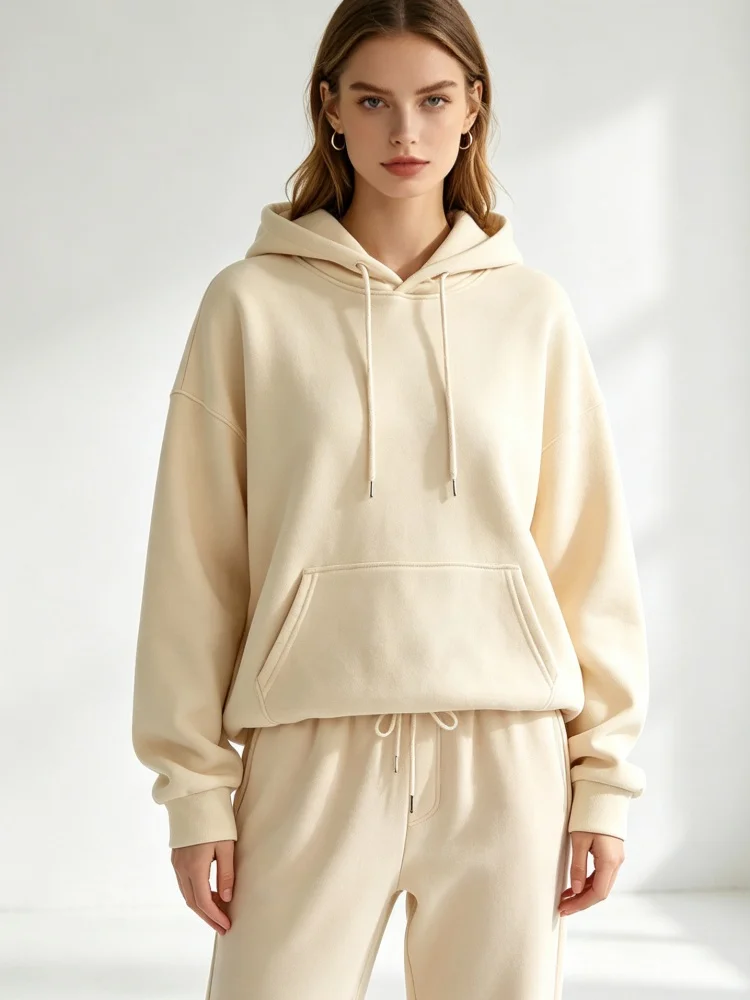 New Fashion Men's and Women's Hoodie Set Spring and Autumn Winter Casual Sweater Set Men's Top Solid Color Hooded Sweater Set view 4