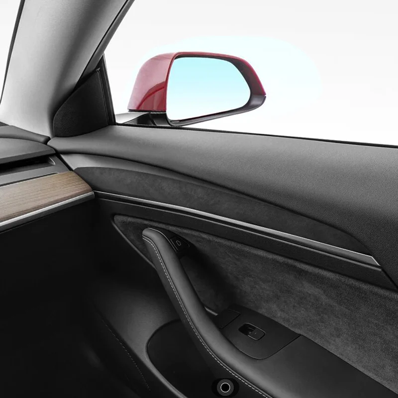 Copertura per lo Styling del rivestimento della porta in pelle scamosciata per Tesla Model 3 Y 2023 2022 Alcantara Auto anteriore Protector