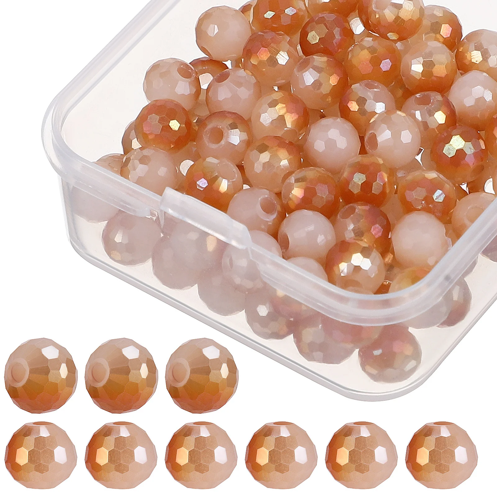 

100Pcs Crystal Glass Beads Multifaceted Cut Loose DIY Jewelry Beads for Bracelets Necklaces Craft Making Supplies