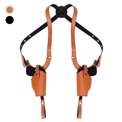 Dual Gun Shoulder Holster Leather Concealed Gun Holster with 100cm Adjustable Shoulder Strap Underarm Pistol Handgun Holster