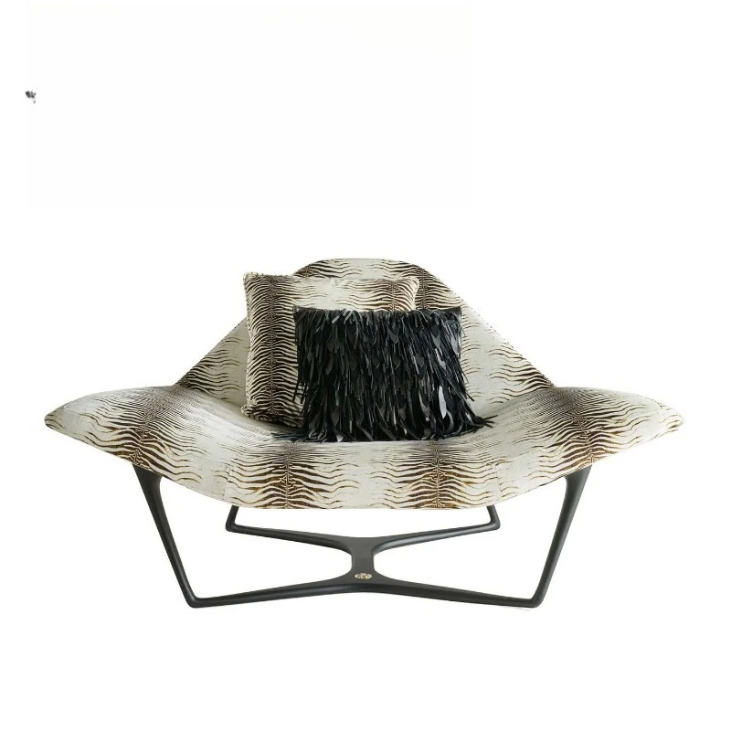 

Chair High-end villa home simple lazy chair creative zebra pattern fabric leisure chair