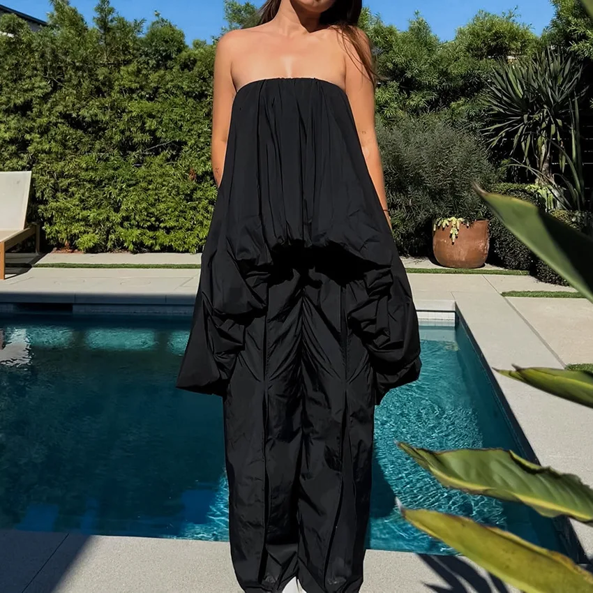 Vestido Casual E Off-oulder Sexy F com Cintura Alta Manga Longa Saia em Camadas Moda de Verão Uma Peça Primav...