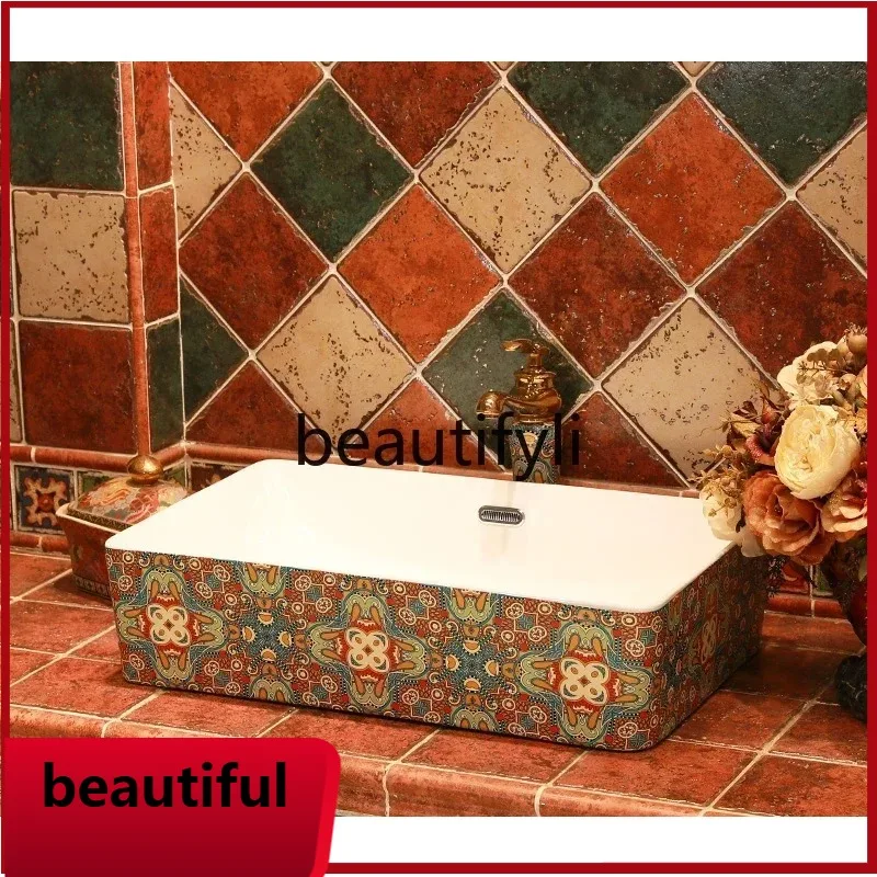 

f156 Household bathroom basin Art basin European retro ceramic washbasin