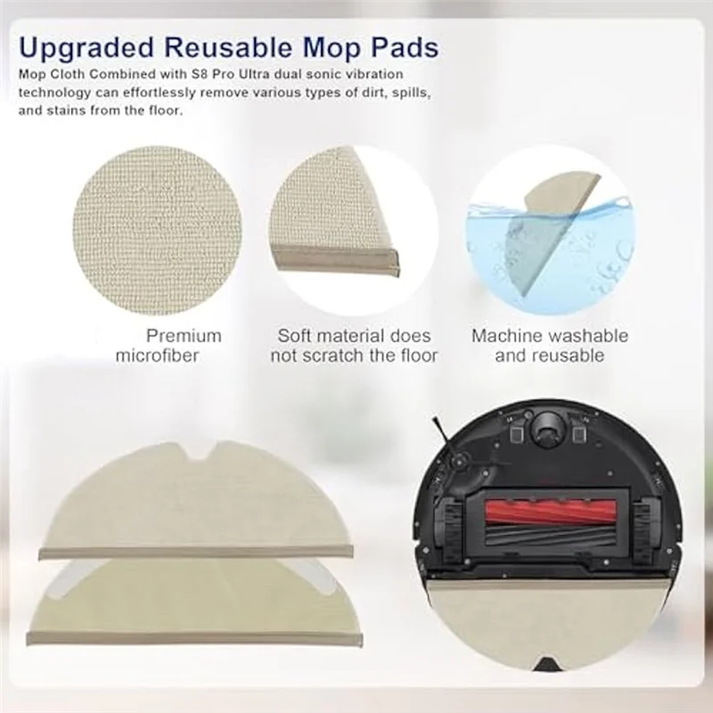 

Efficient-21Pcs For Roborock Q8 Max Q8 Max+ Q5 Pro Q5 Pro+ Robot Vacuum, Replacement Main Side Brush Filter, Dust Bags, Mop Clot