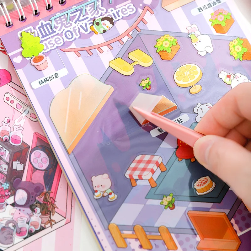 Милые приключения, ужасы, миниатюрные наклейки с пейзажами, книга, 20 шт., 3d наклейки с пейзажами в виде кабины, наклейки-головоломки «сделай сам», детские подарки