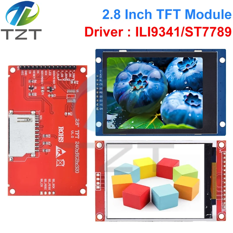 Imagem -04 - Tzt Lcd Serial Port Module para Arduino 2.8 240x320 Spi Tft Pcb Micro sd Ili9341 St77v 5v 3.3v 2.8 Display Led