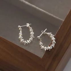 La Monada Irregular Bead Stud Earrings 925 Sterling Silver Elegant Hanging 925 Silver Earrings For Women Silver Pierced Girls