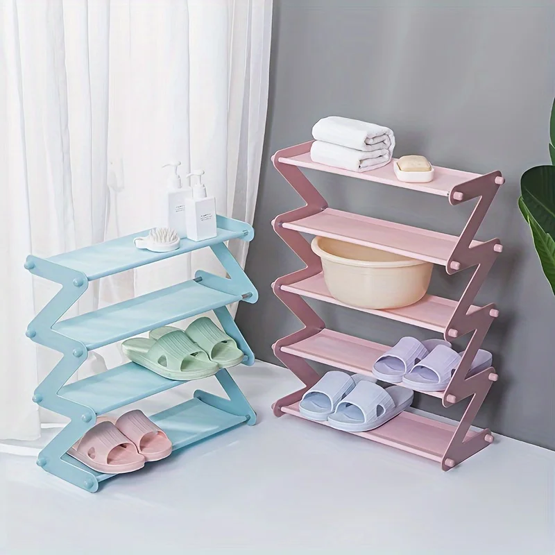 

1pc Durable Z-Shaped Shoe Rack - Easy Assembly, Space-Saving Solution for Homes, Dorms & Hotels - Versatile Book & Shoe Organiz