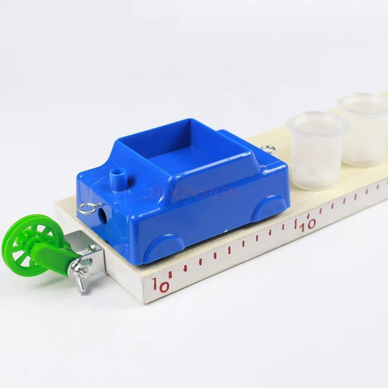1set Two force balance demonstrator with scale, long wooden board with pulleys at both ends, inclined car