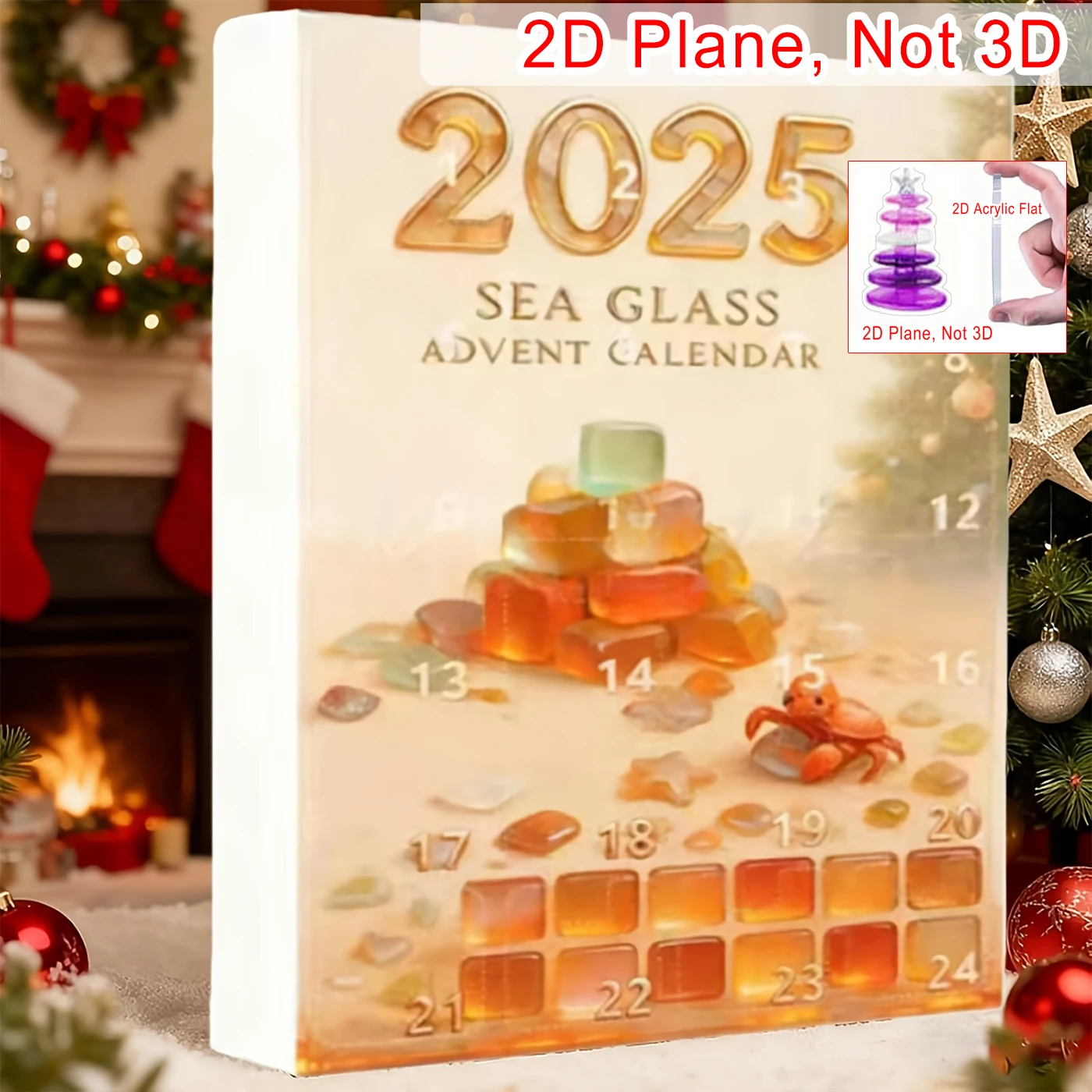 

Colorful Sea Glass Christmas Tree Advent Calendar 2025 24 Days Christmas Countdown Calendar with Natural Sea Glass Xmas Tree