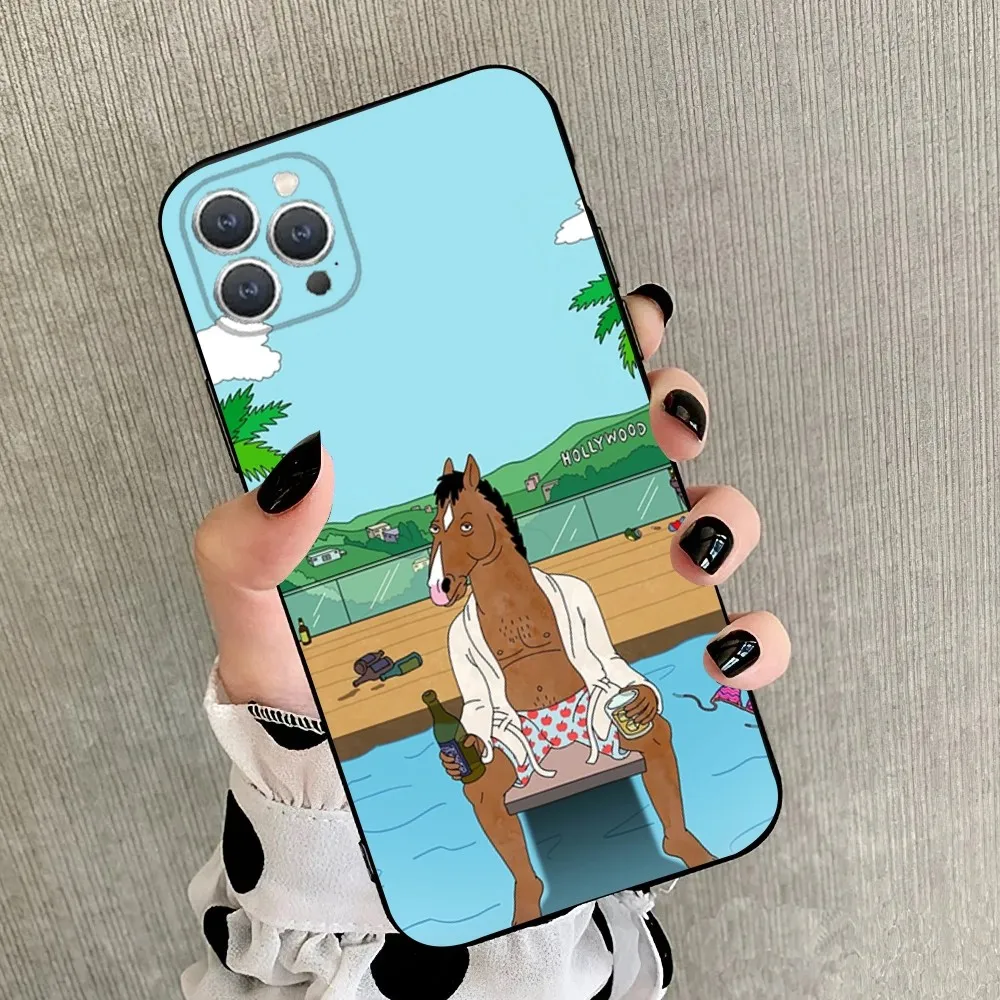 B-BoJack Horseman  Phone Case For iPhone 15,14,13,12,11,Plus,Pro Max,XS,X,XR,SE,Mini,8,7 Soft Silicone Black Cover