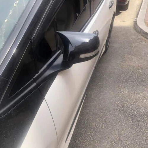 Imagen 2 del producto Para Honda CIVIC 2012 2013 2014 cubierta de espejo retrovisor lateral de coche tapa de ala pegatina Exterior funda de vista trasera embellecedora de fibra de carbono negro