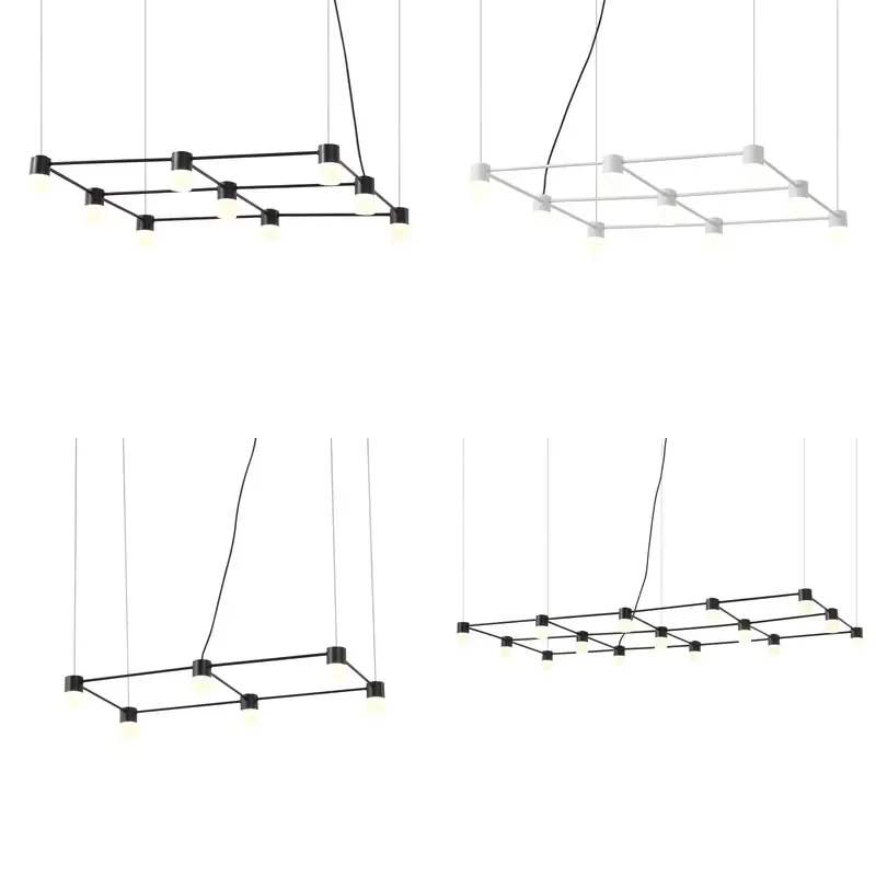 Modern 9 Head Black Aluminum LED Chandelier for Living Room Decoration