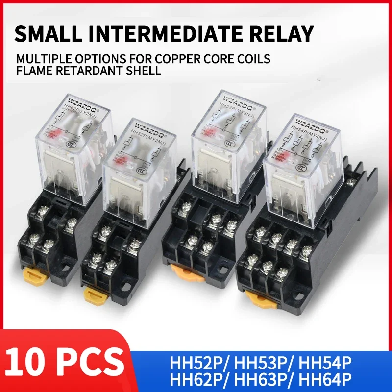 

10 PCS For Wholesale Miniature Control Relays Small Intermediate Relay AC 12V DC C24 AC220 HH52P HH53P HH54P HH62P HH63P HH64P